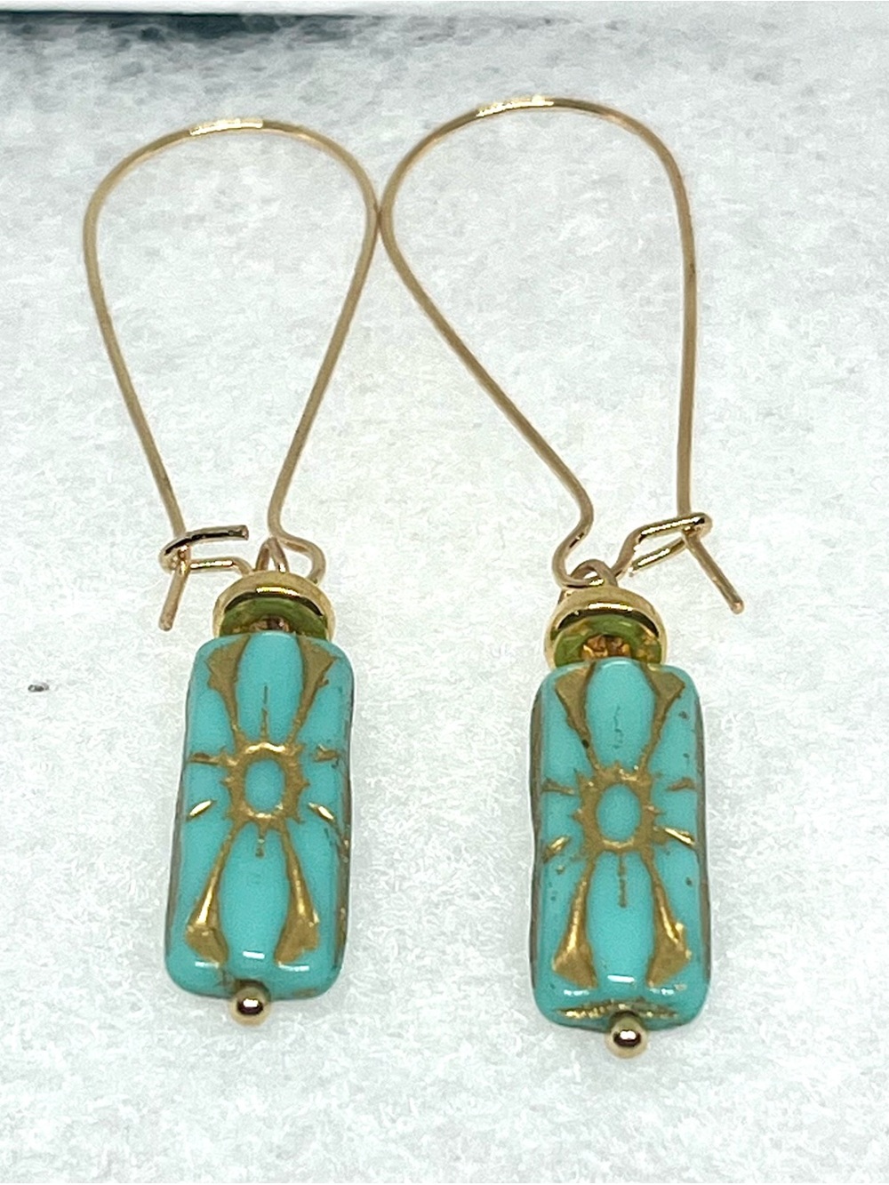 Handcrafted Czech Glass Drop Earrings NWOT